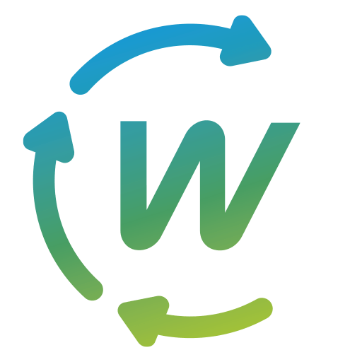 Circular Way Logo: Verde y azul diseño de la letra 'W